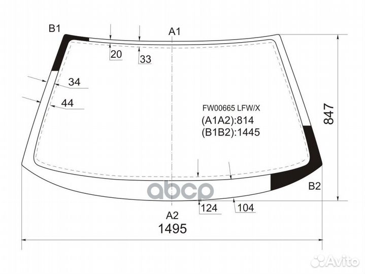 Стекло лобовое hyundai sonata 88-93 fw00665lfwx