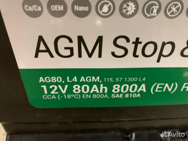 Аккумулятор TAB AGM 80 Ah 800 A (En) Start-Stop