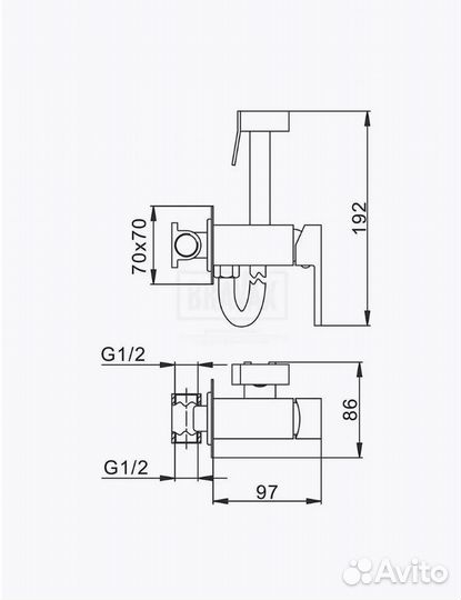 Смеситель frap F7506 с гигиен. душем, встраиваемый