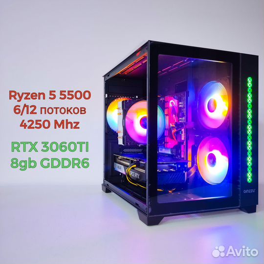 Игровой пк RTX 3060TI Ryzen 5500 512gb SSD M2