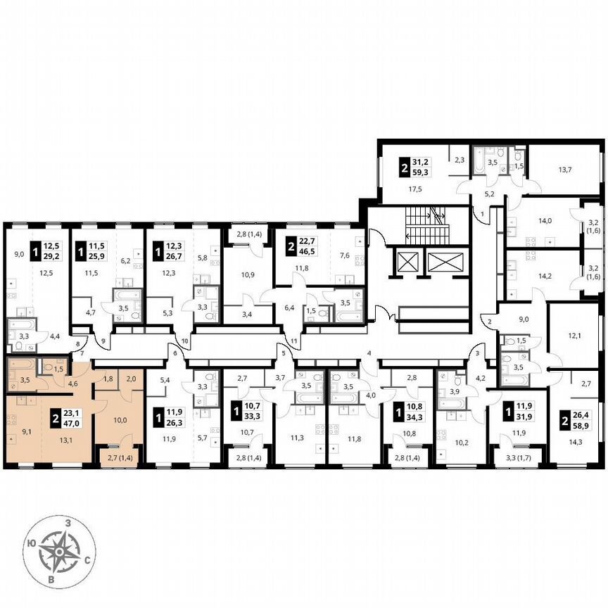 1-к. квартира, 47 м², 2/18 эт.