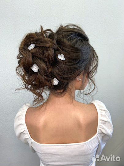 Свадебные прически, вечерние, локоны, макияж