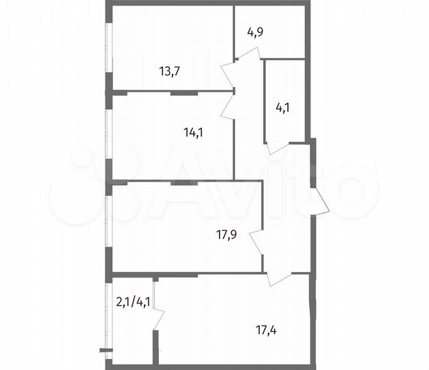 3-к. квартира, 86,9 м², 2/12 эт.
