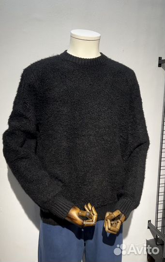 Свитер Турция вязанный, букле, черный и бежевый