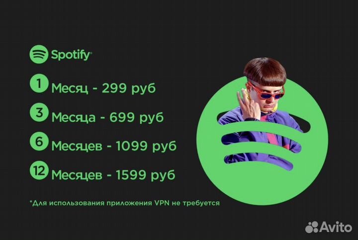 Spotify Premium (оплата после подключения)