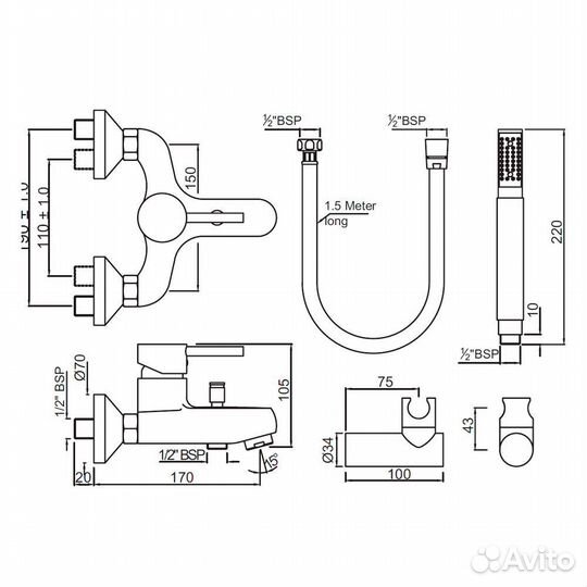 Смеситель для ванны Jaquar Florentine FLR-CHR-5119