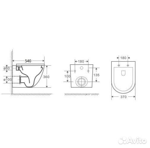 Унитаз подвесной WeltWasser amberg 350 ST+merzbach 043 XL GL-WT+amberg RD-WT белый/кнопка белая, без