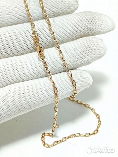 Золотая цепочка якорная из золота 585 пробы, полновесная, замок карабин, длина 50 см, вес 2,60 г