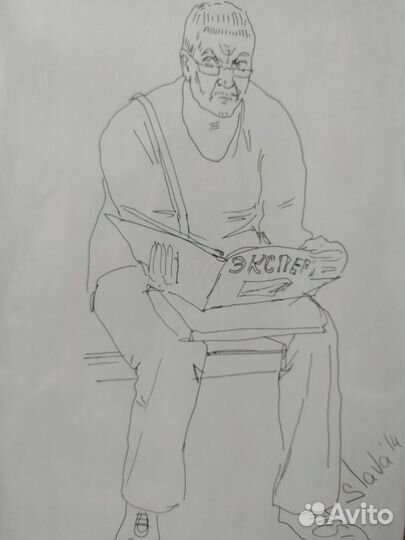 2 картины скетчи рисунки в рамках,с подписью