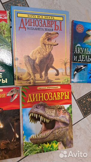 Детская энциклопедия про динозавров и акул 5 штук