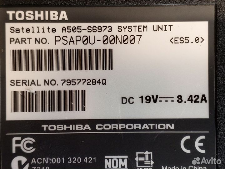 Toshiba satellite A500/505/350 16 дюймов