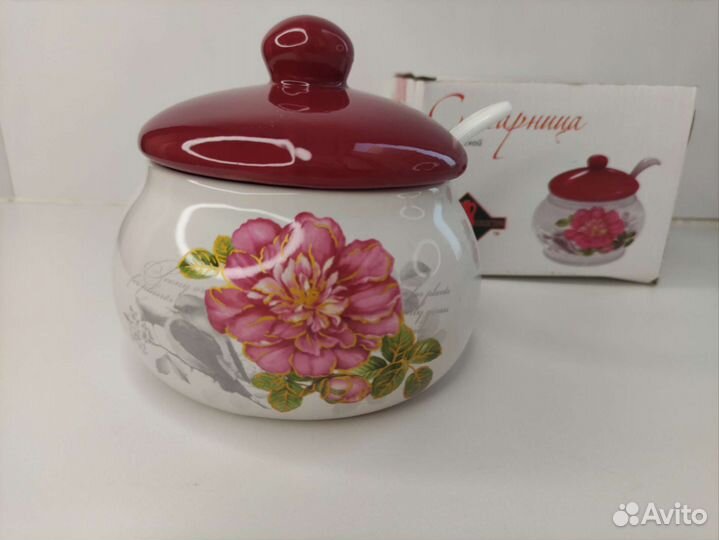 Сахарница с керамической ложкой