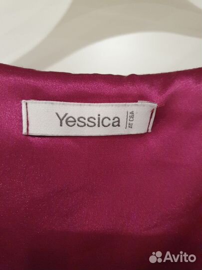 Платье в горох, фуксия Yessica цветы 44 размер