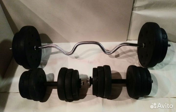 Штанга + гантели