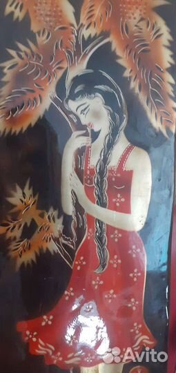 Чеканка панно СССР девушка