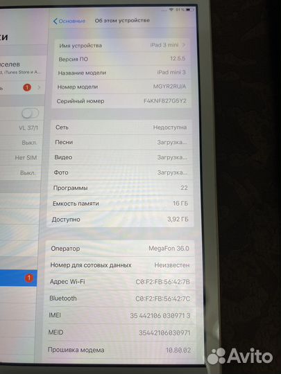 iPad mini 3 16gb wifi + cellular