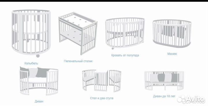 Детская кроватка трансформер круглая