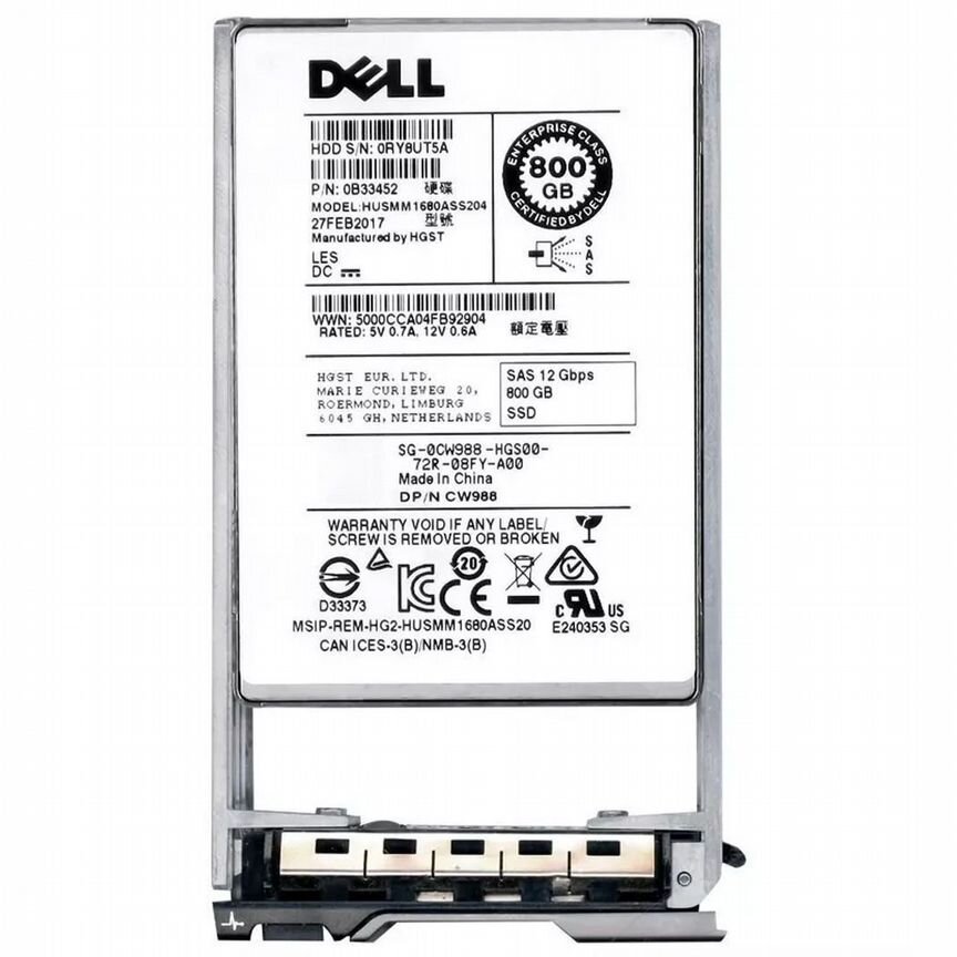 [CW988] Жесткий Диск Dell 800gb Sas 2,5" Ssd Cw988
