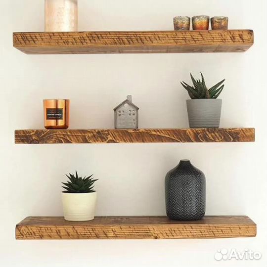 Полка навесная из массива дерева