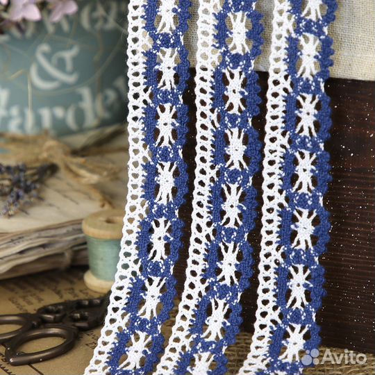 Кружево хлопковое двухцветное 25 мм