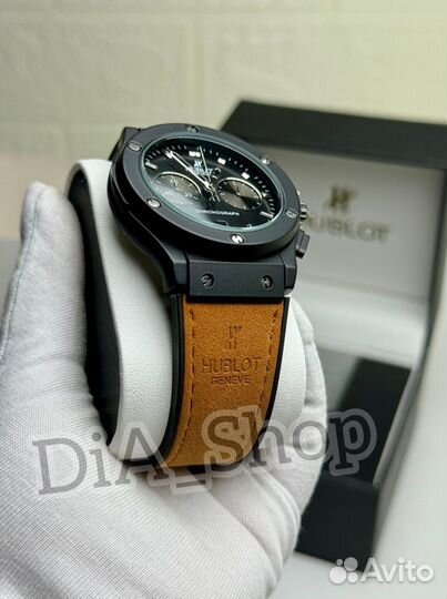 Часы мужские Hublot хронограф чёрные матовые