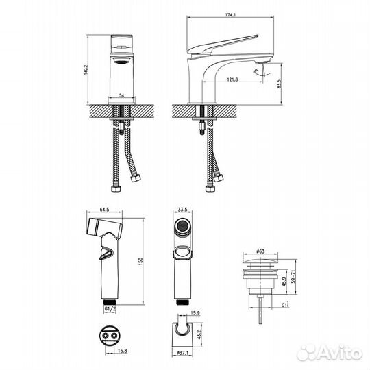 Смеситель Lemark для раковины и биде LM5916CW