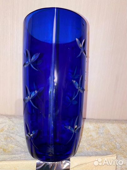 Ваза СССР хрусталь синяя