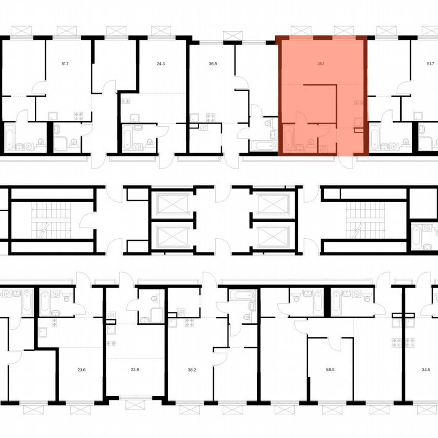 1-к. квартира, 35,1 м², 11/25 эт.