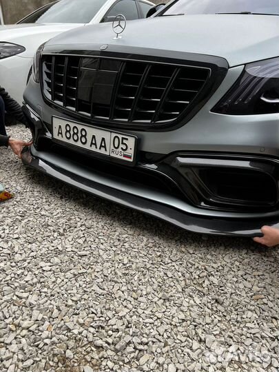 Карбоновая Губа сплитер + жабры мерседес W222