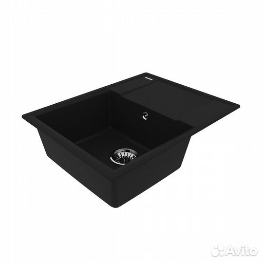 Кухонная мойка Lemark imandra 640 врезная прямоугольная с крылом из кварцгранита цвет: Антрацит 9910