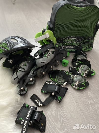 Детские ролики и защита. Размер регулируется 30-33