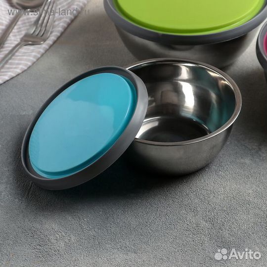 Набор салатников из нержавеющей стали с крышками «