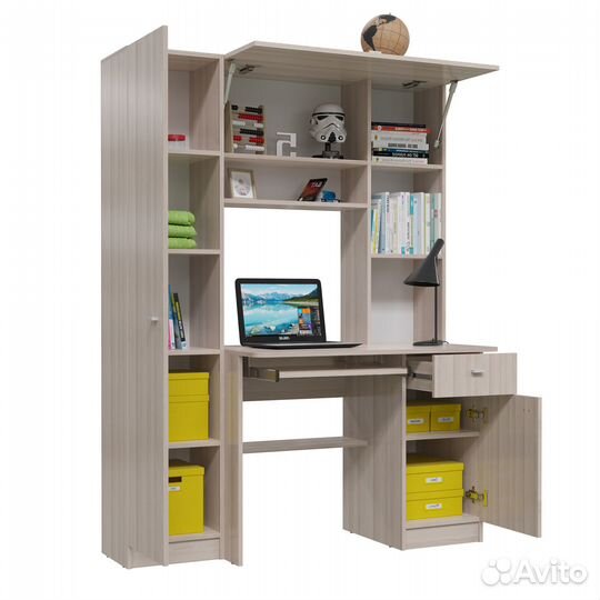 Стол рабочий Aльфа, цвет ясень шимо светлый, шхгхв 137х61х181 см., универсальная сборка