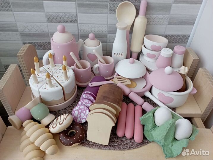 Деревянная посудка детская, пирамидки