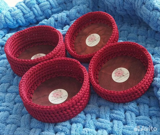 Корзинки вязаные из шнура