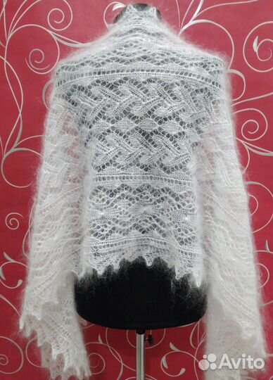 Пуховый палантин ажурный (№2)