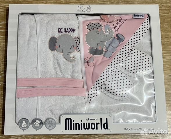 Халат и полотенце набор для новорожденного