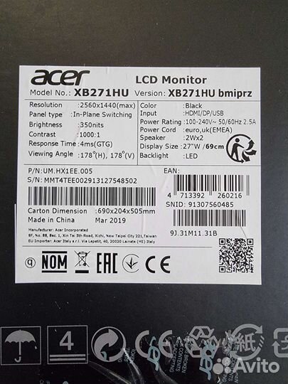 Игровой монитор Acer Predator XB1 27