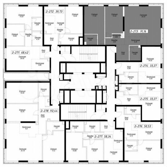 2-к. квартира, 90,9 м², 30/36 эт.