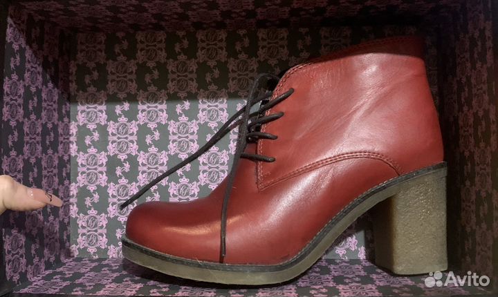 Ботинки-ботильоны женские, зима-осень(кожа)