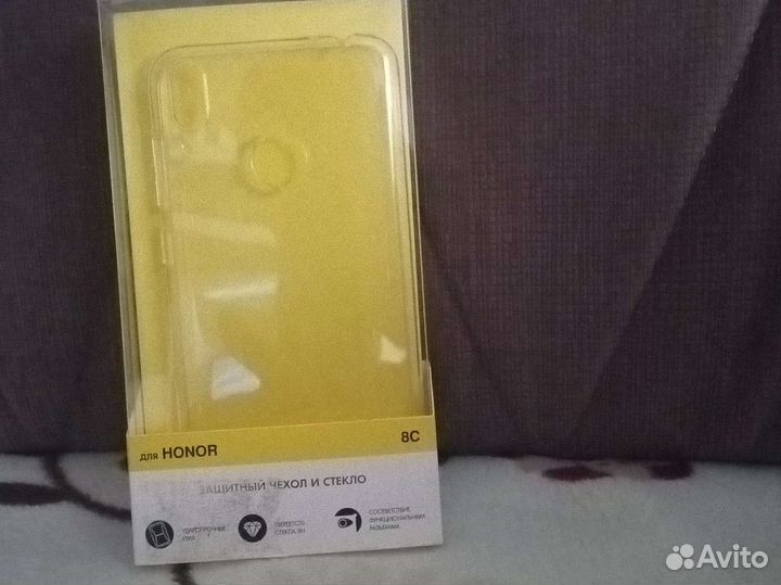 Защитный чехол и стекло на honor 8c