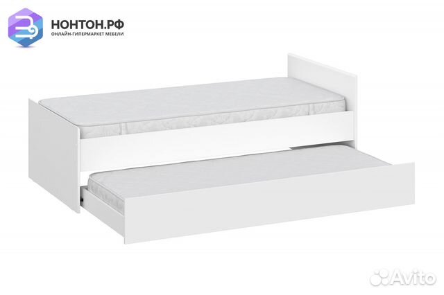 Кровать детская Грейс с выкатным местом белая текс