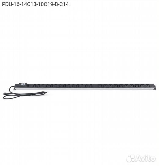 Блок розеток Cabeus PDU, 1U, PDU-16-14C13-10C19-B