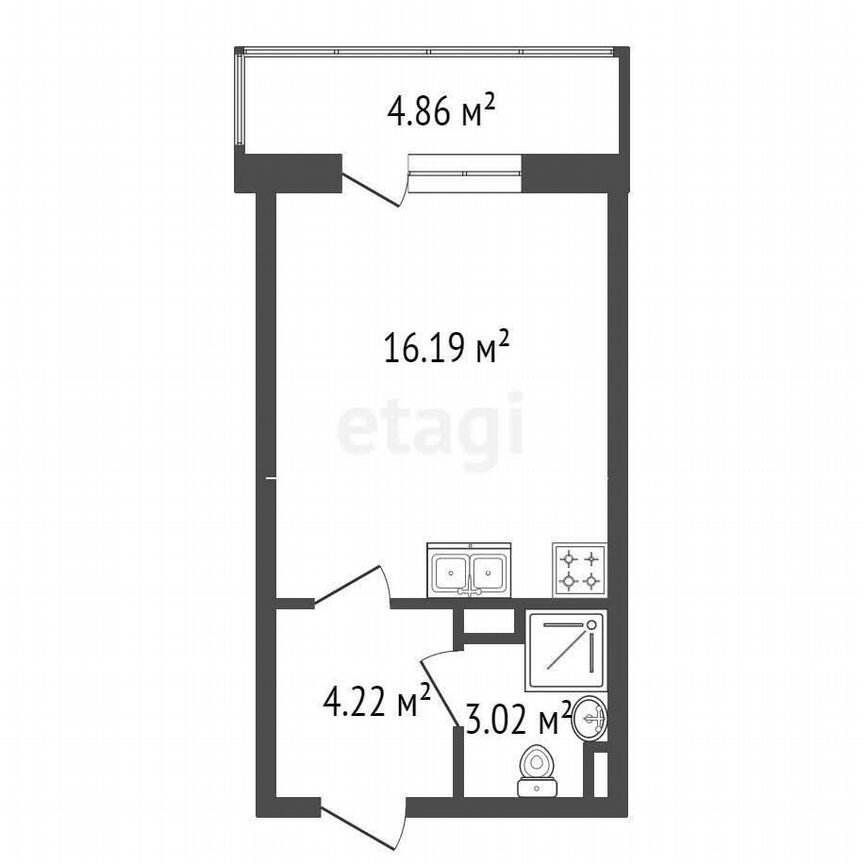 Квартира-студия, 23,4 м², 5/12 эт.