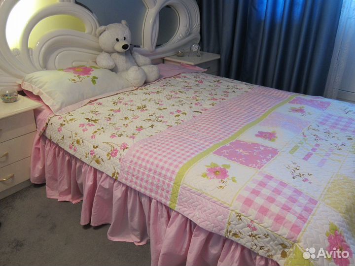 Комплект с рюшей и стёганным пододеяльником
