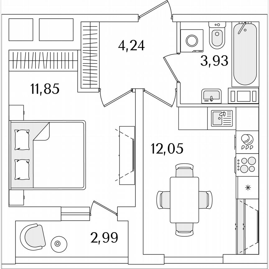 1-к. квартира, 33,6 м², 3/17 эт.