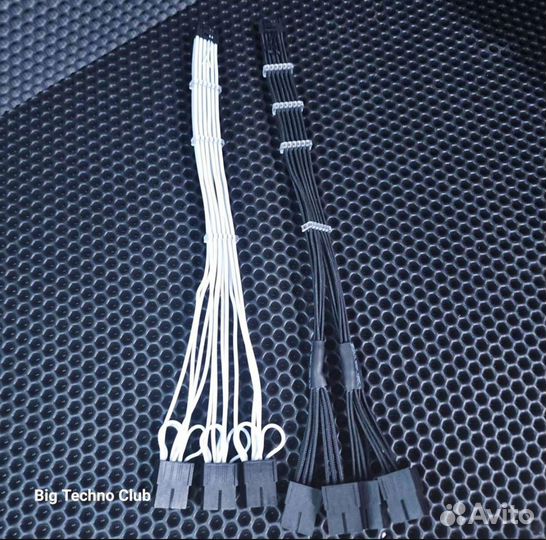 Кабель 12vhpwr моддинг чёрный/белый