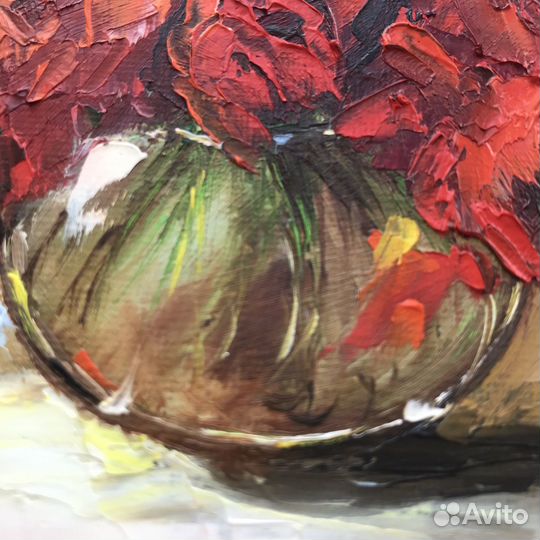 Картина маслом Маки 15/15 см