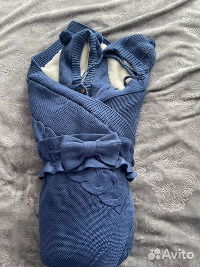 Комплект на выписку вязаный зима для мальчика