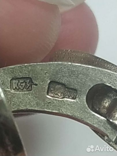 Запонки с янтарем СССР 875 пробы